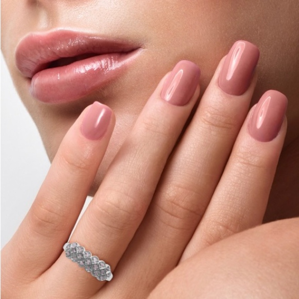 Uncut Natural Pink Diamond Ring in Platinum Over Sterling Silver.